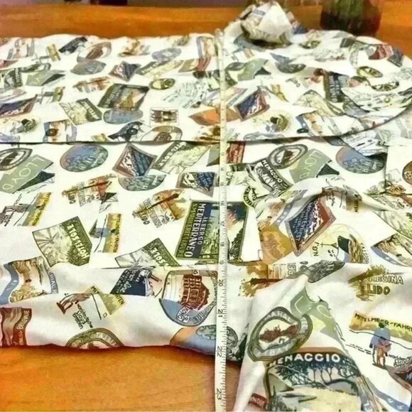 Unique Vintage  oversized multicolored novelty prints button down shirt - Picture 9 of 11